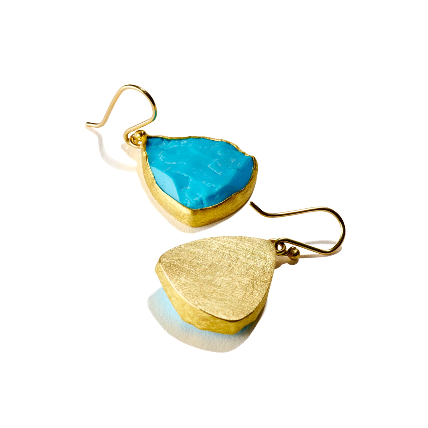 Rough Turquoise Earrings on French Wire
