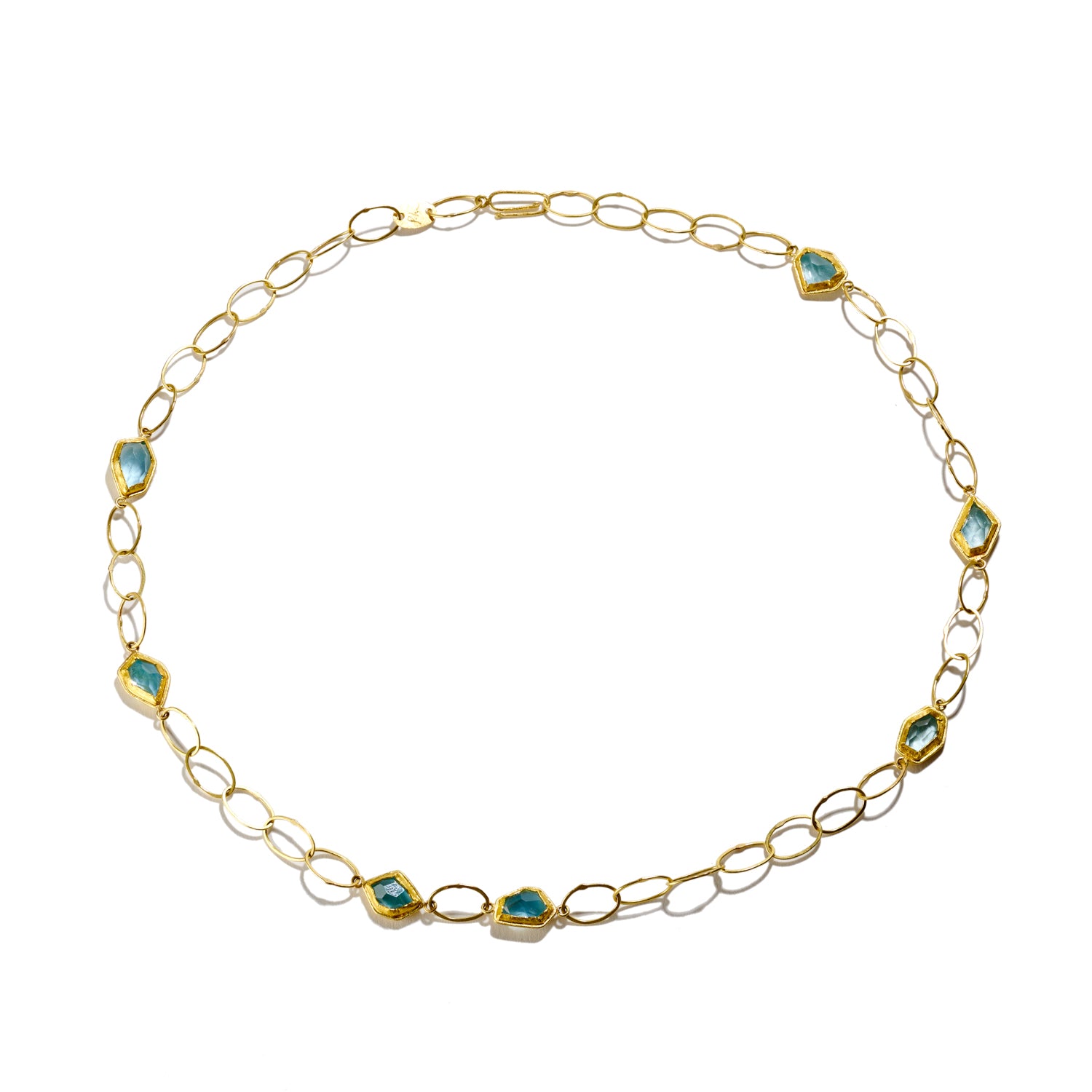 Aquamarine On Oval Link Chain