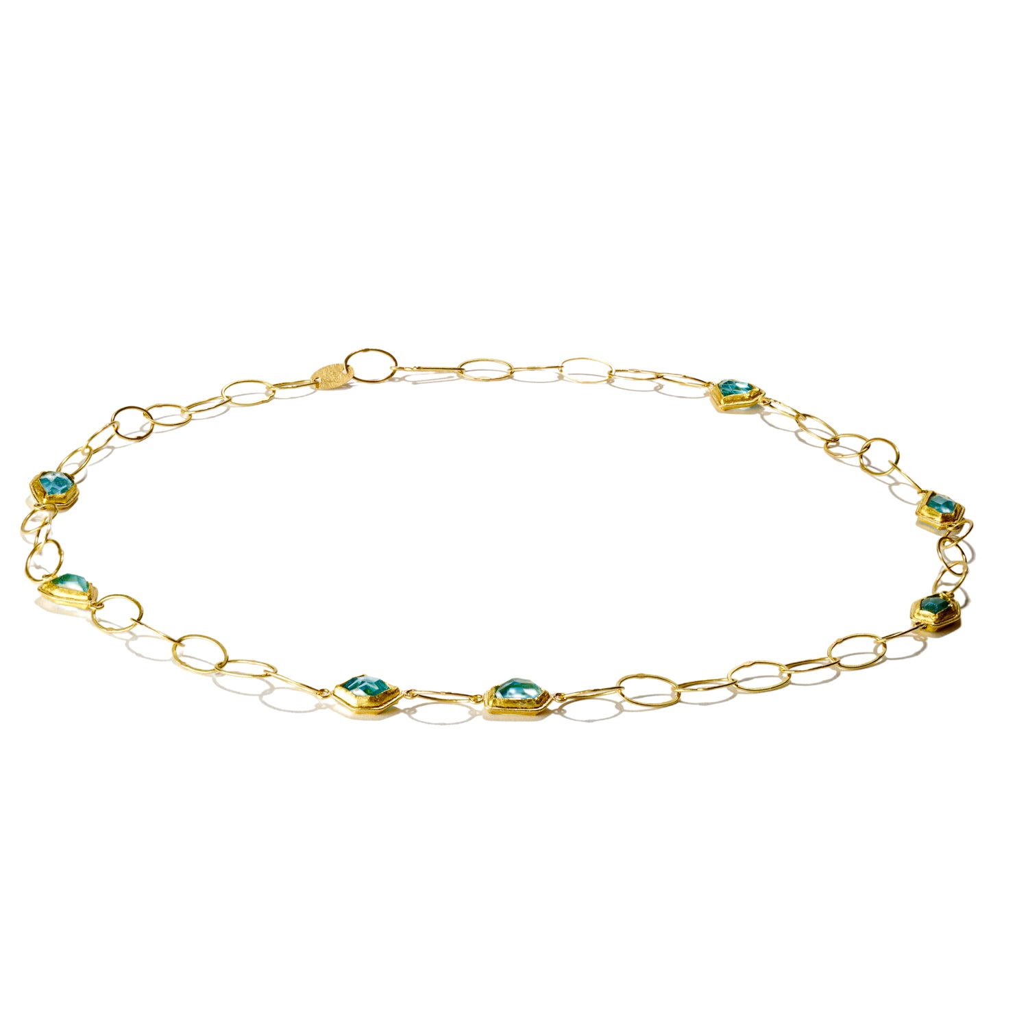 Aquamarine On Oval Link Chain