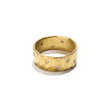 Hammered Gold and Diamond Ring