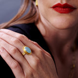 Oval Cabochon Aquamarine Ring