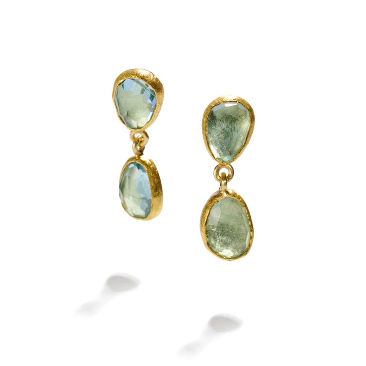 Freeform Rose Cut Aquamarine Earrings