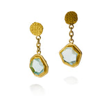 Gold Frame Aquamarine Earrings