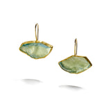 Rough Aquamarine and Textured Gold Earrings