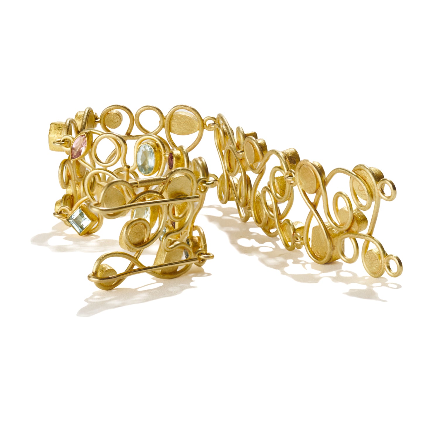 Pink Tourmaline & Aquamarine Swirl Bracelet