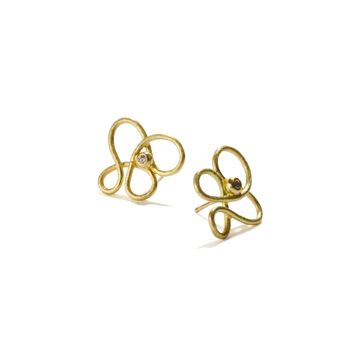 Gold and Diamond Swirl Earrings
