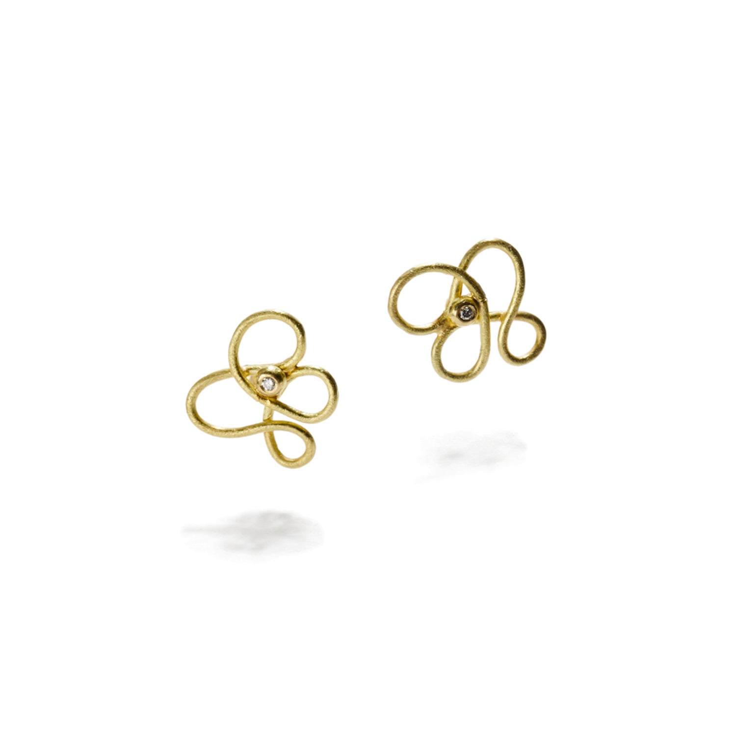 Gold and Diamond Swirl Earrings