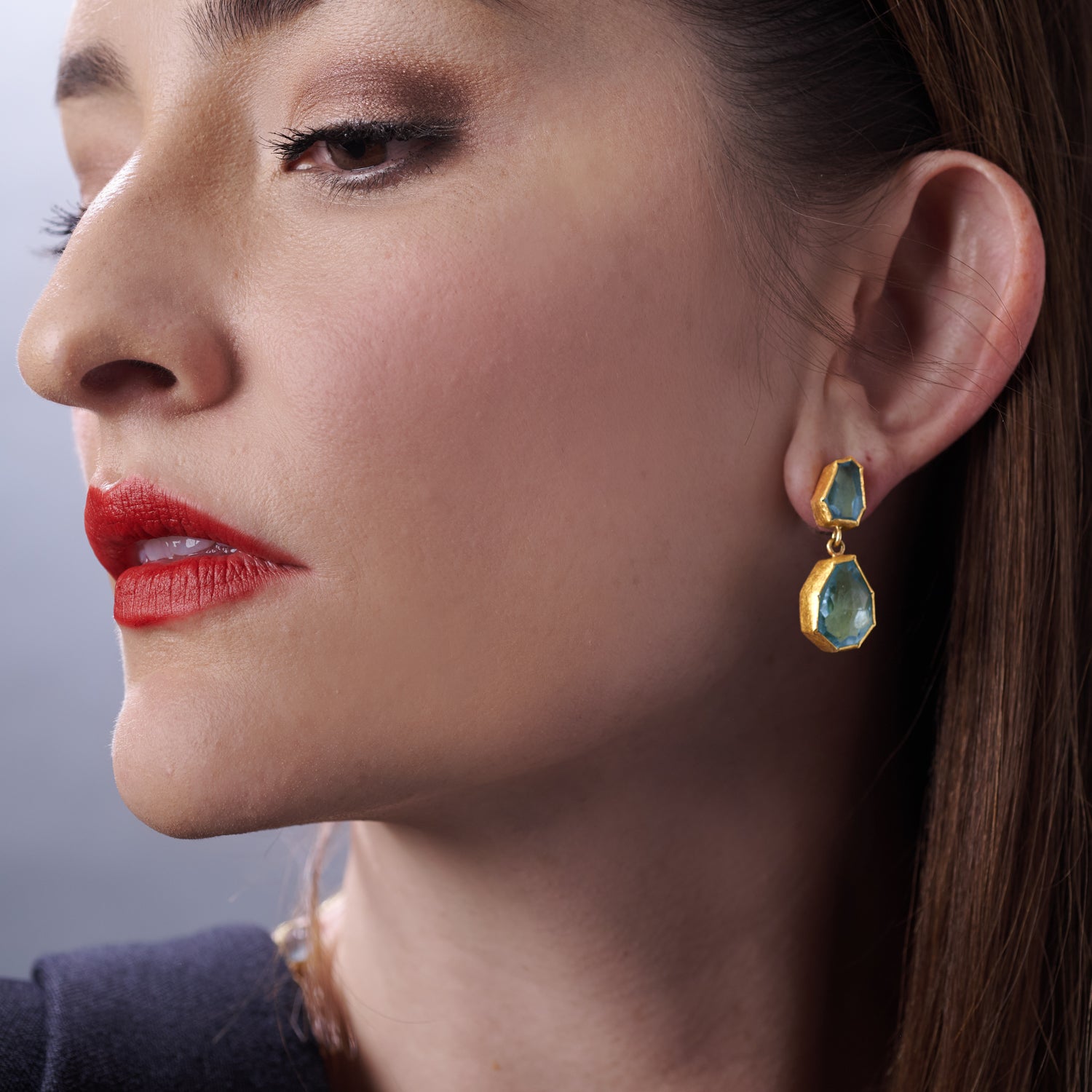 Aquamarine Tiered Drop Earrings