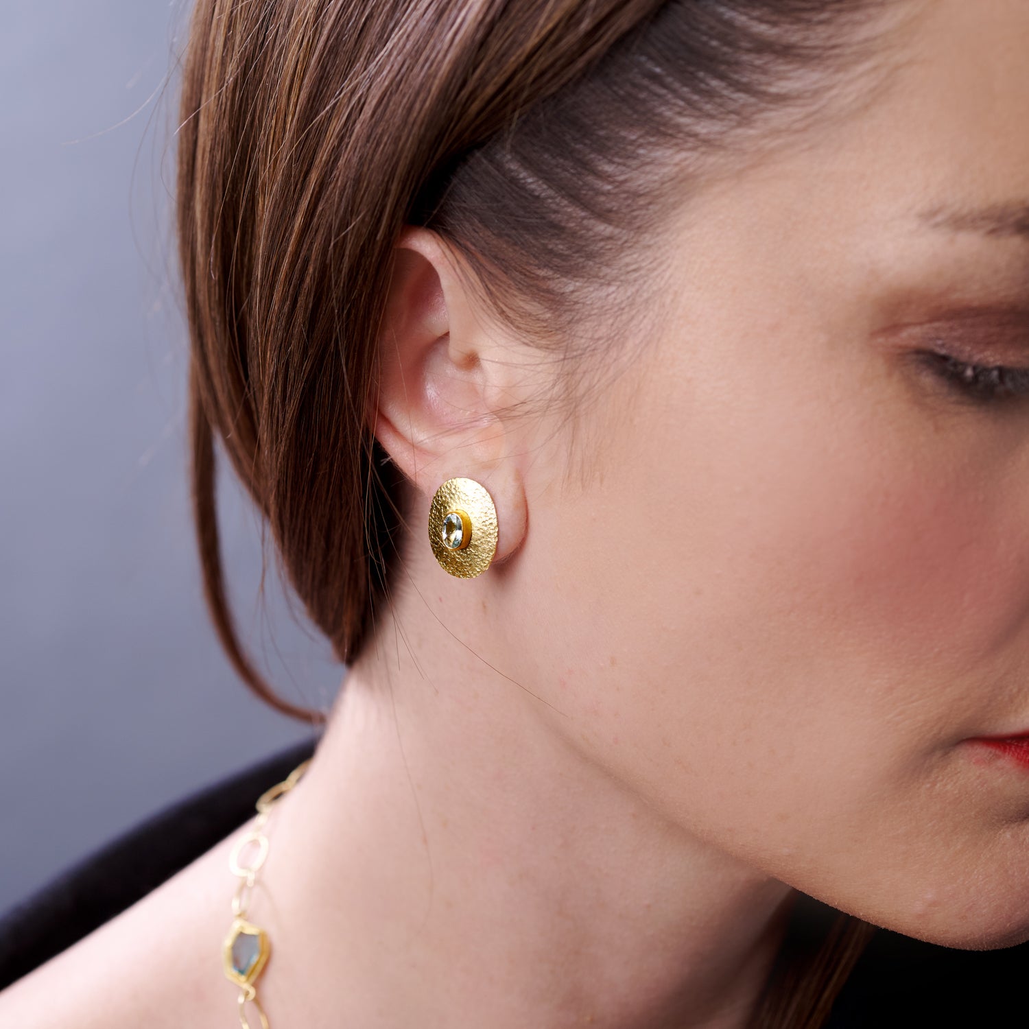 Aquamarine on Domed Textured Discs