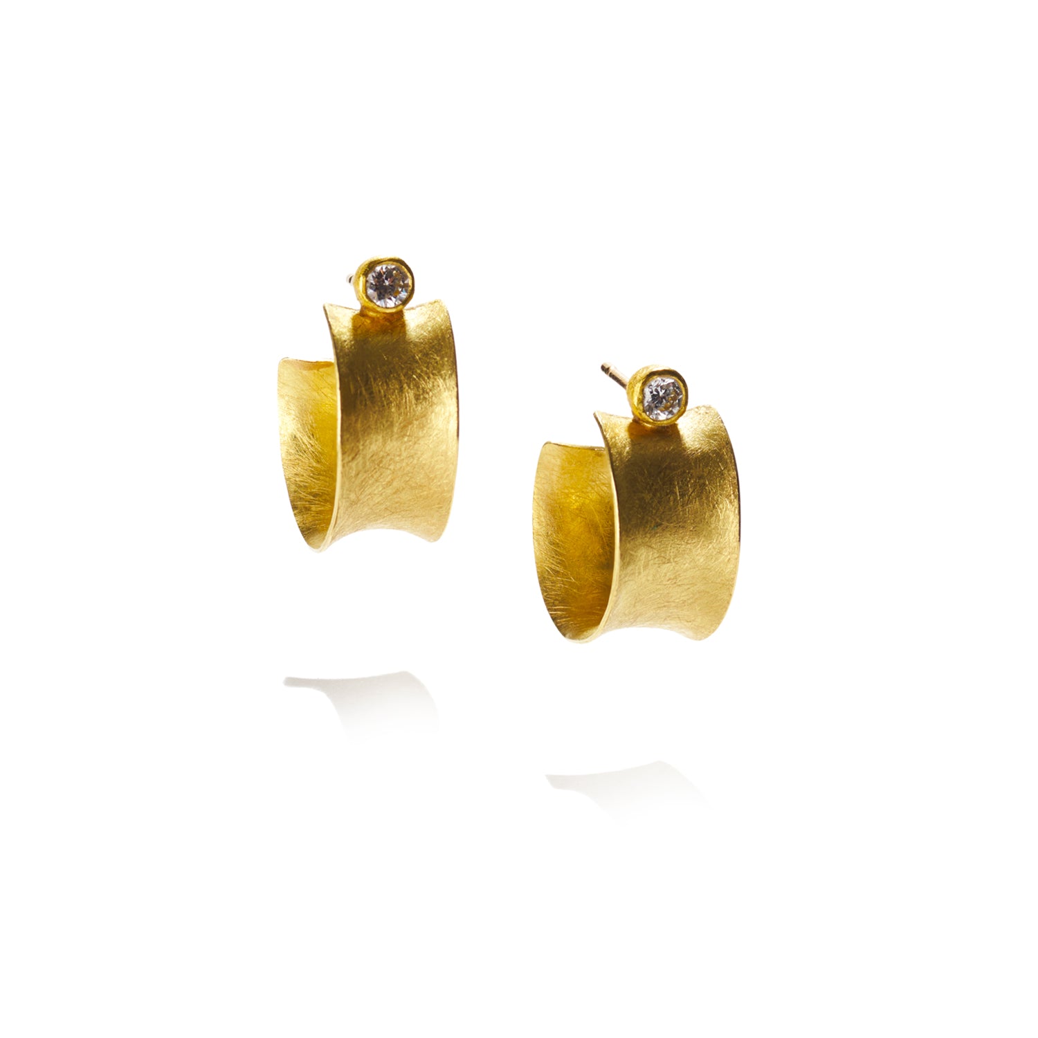 Gold Concave Hoop Earrings