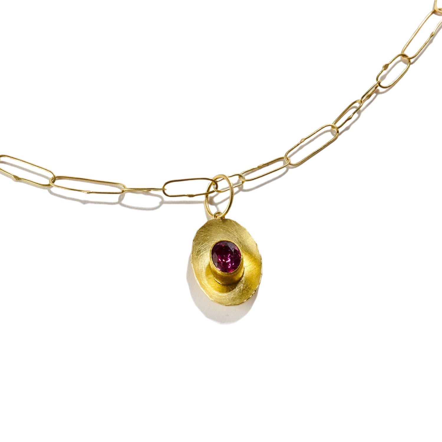 Oval Faceted Pink Tourmaline Pendant