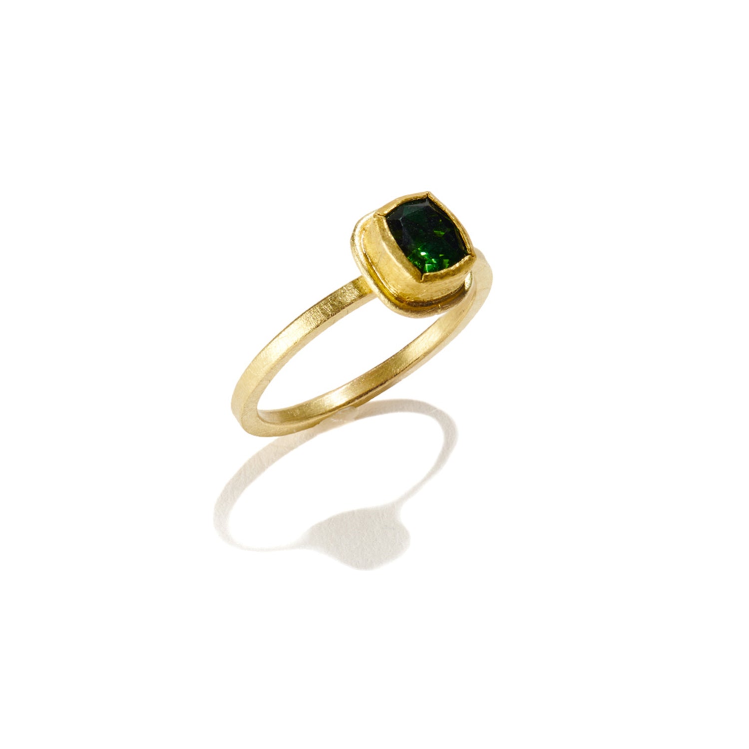 Textured Gold and Green Tourmaline Ring