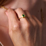 Textured Gold and Green Tourmaline Ring