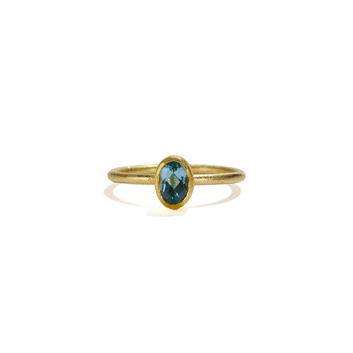 Petite Solitaire Aquamarine Ring