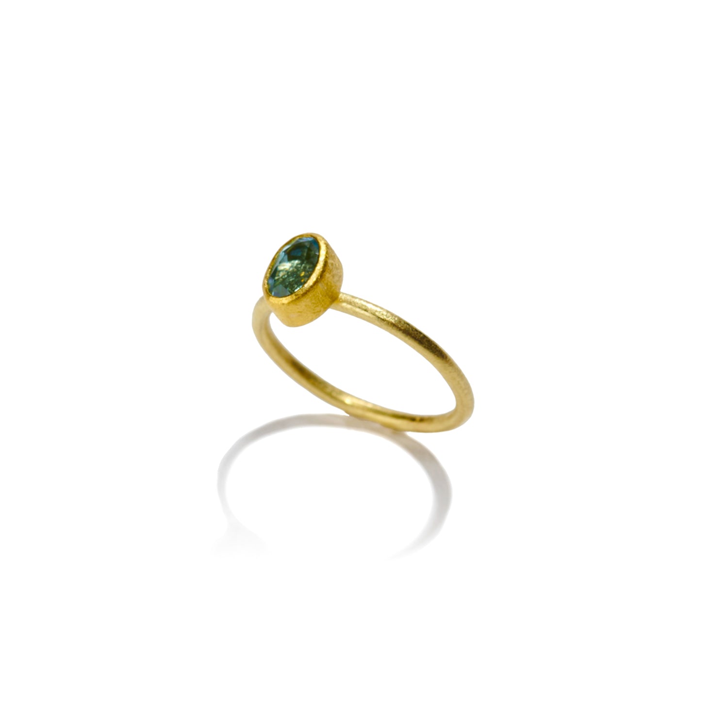 Petite Solitaire Aquamarine Ring