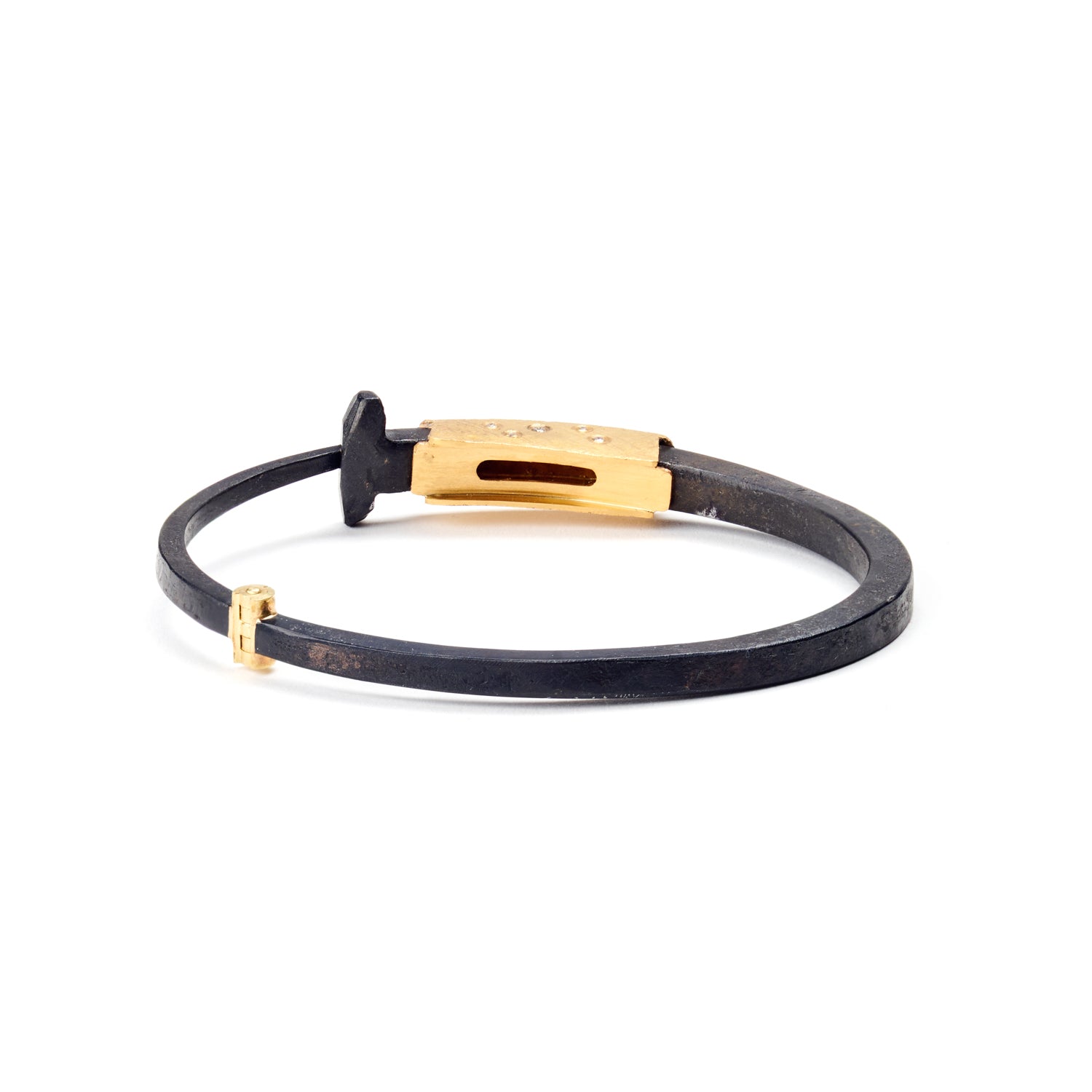 Gold Collar Nail Bracelet with Diamonds