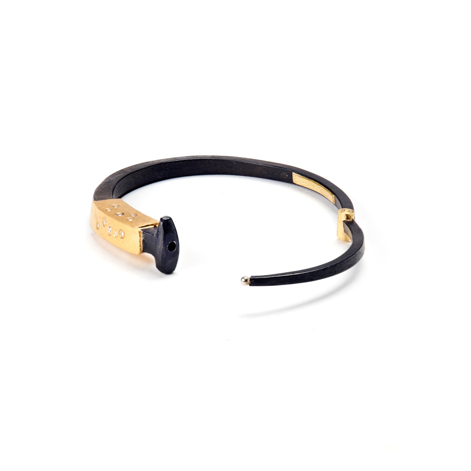 Gold Collar Nail Bracelet with Diamonds