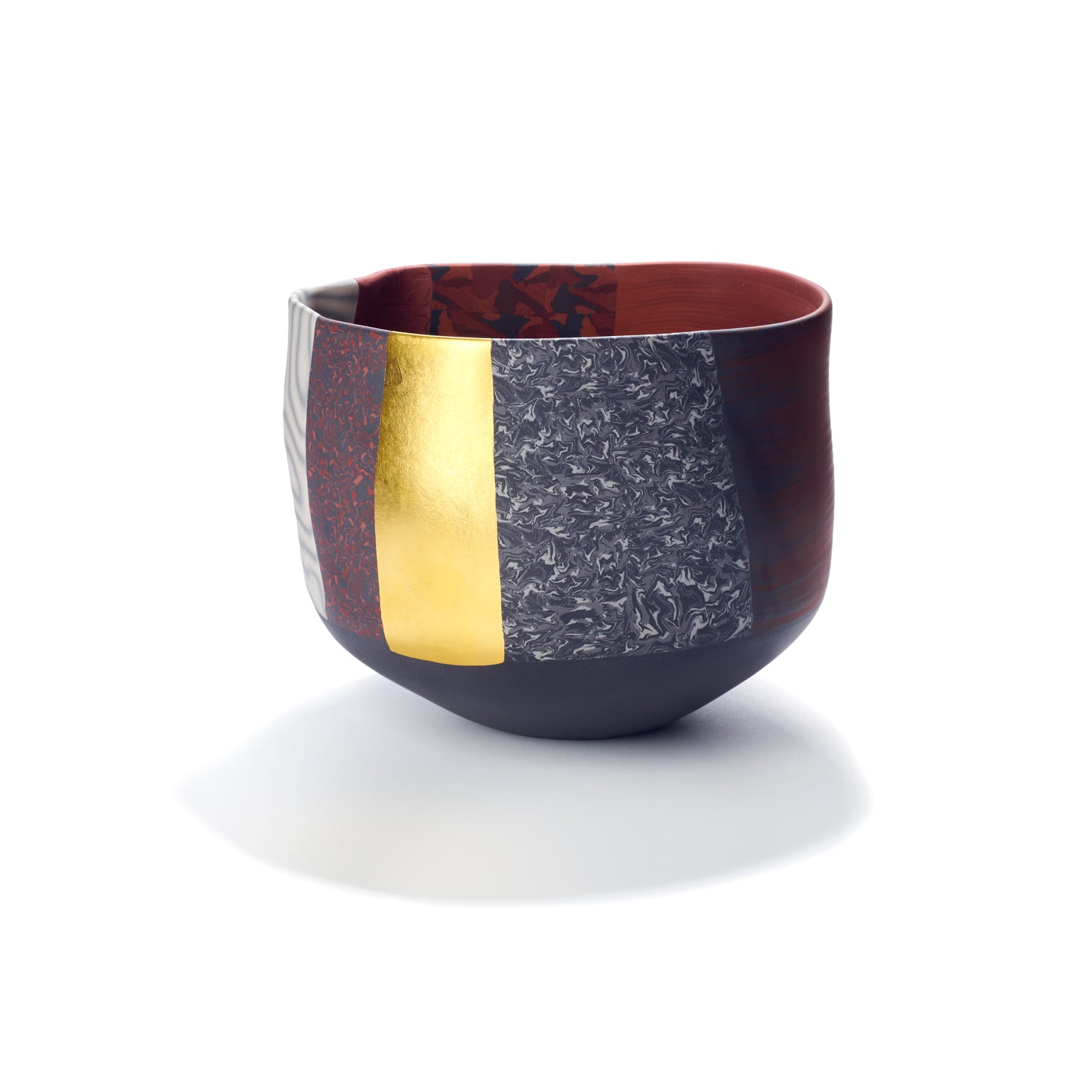 Small Bowl in Red with Gold Leaf I