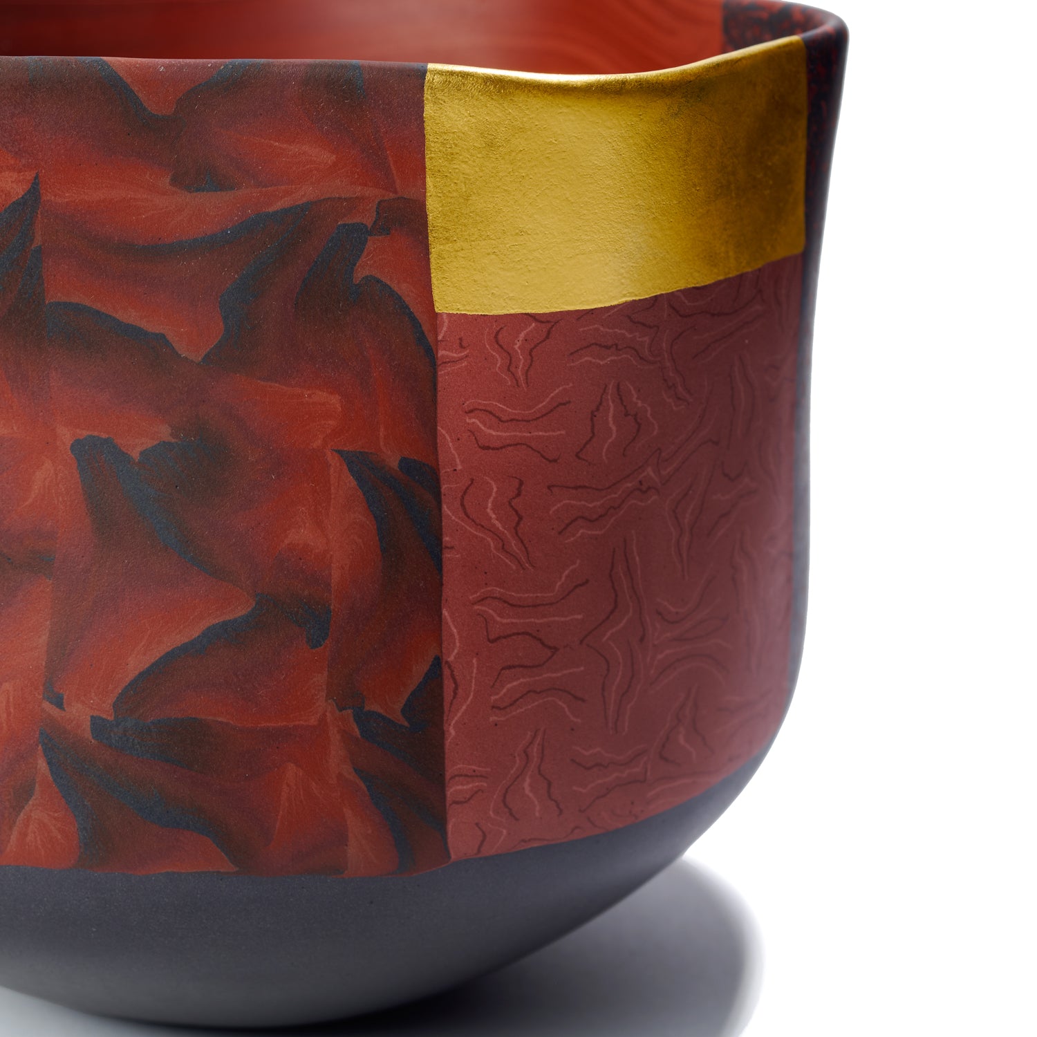 Small Bowl in Red with Gold Leaf II