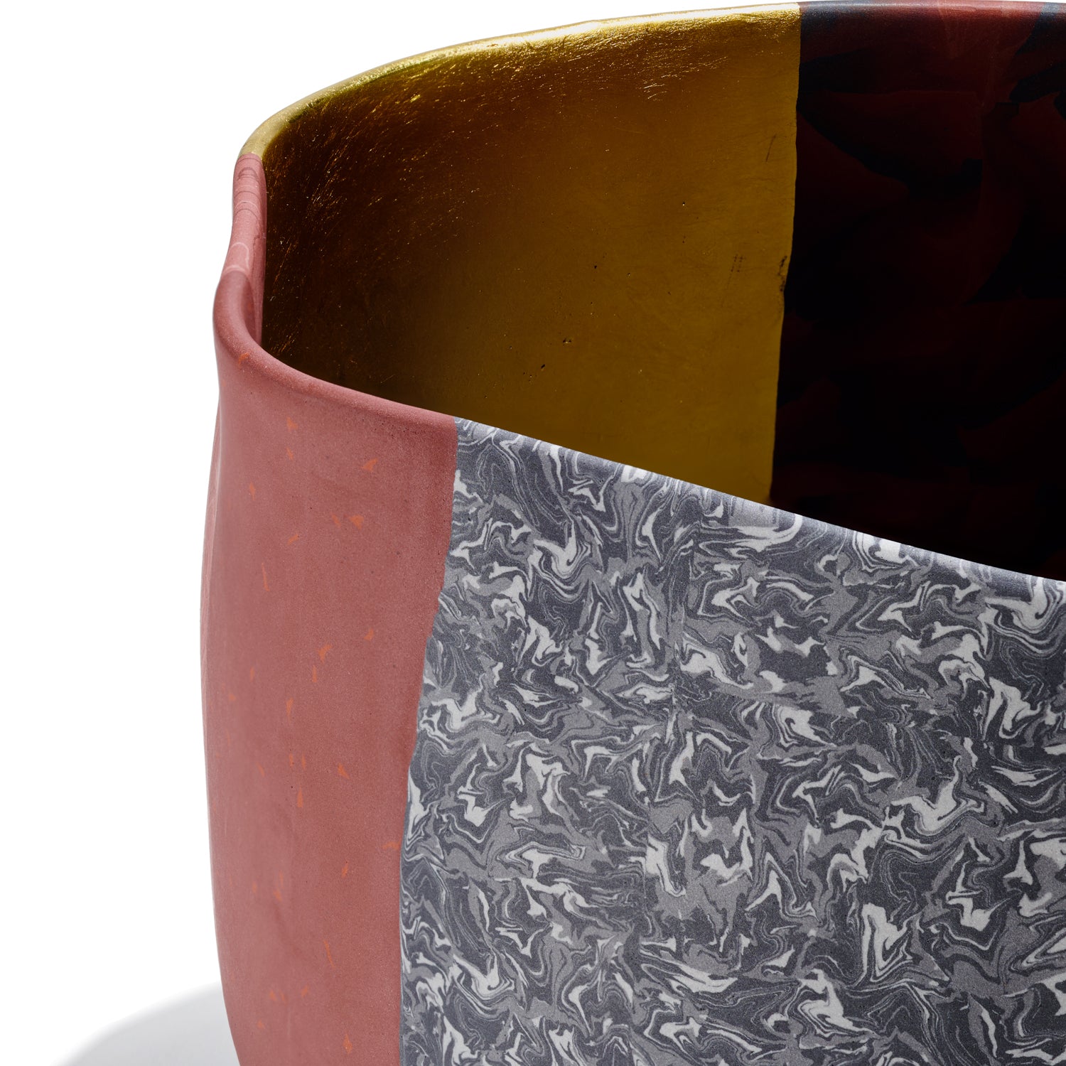 Medium Bowl in Red with Gold Leaf