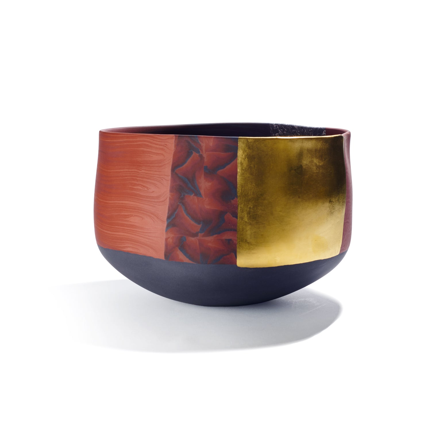 Medium Bowl in Red with Gold Leaf