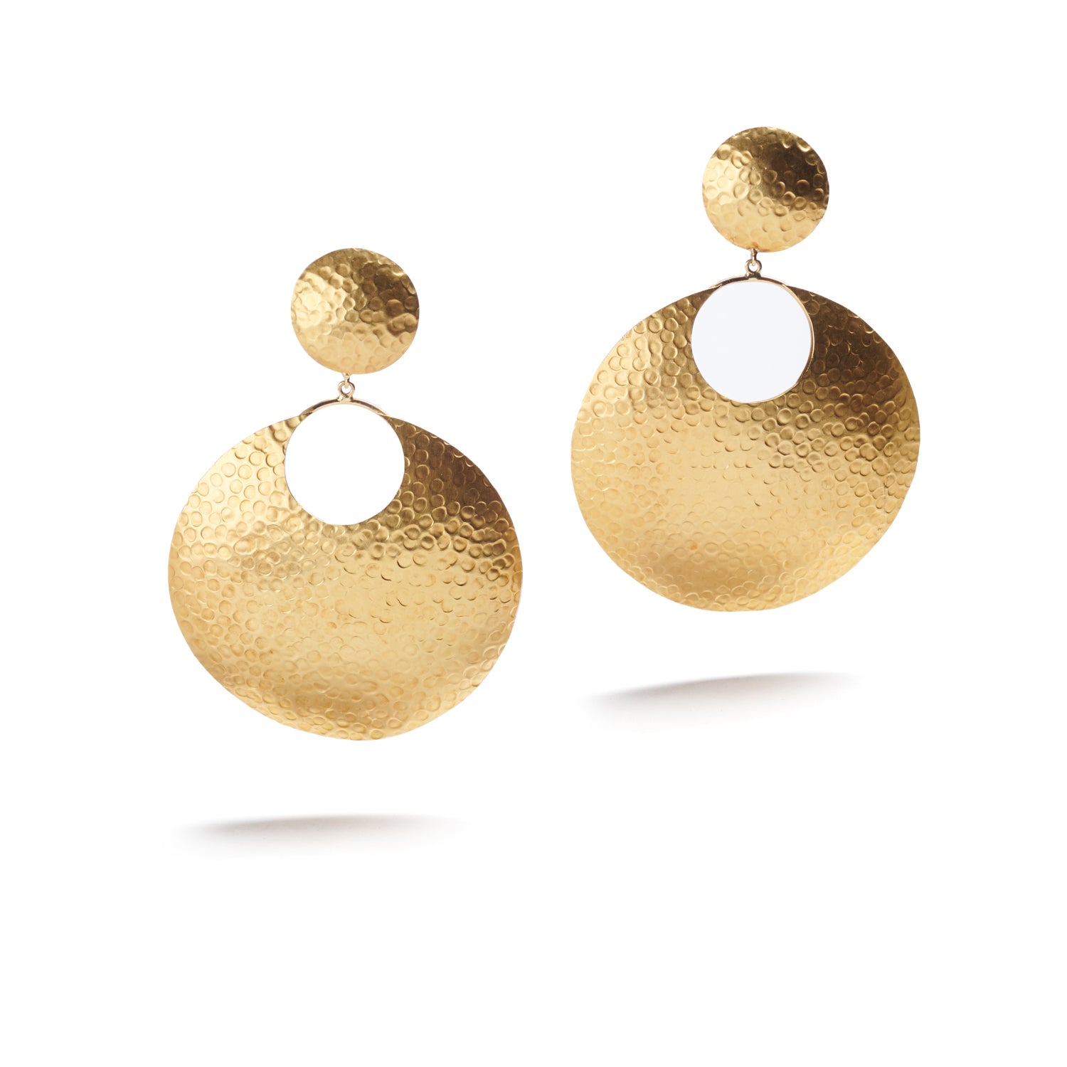 Hammered Gold Coin Disc Earrings