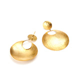 Hammered Gold Coin Disc Earrings