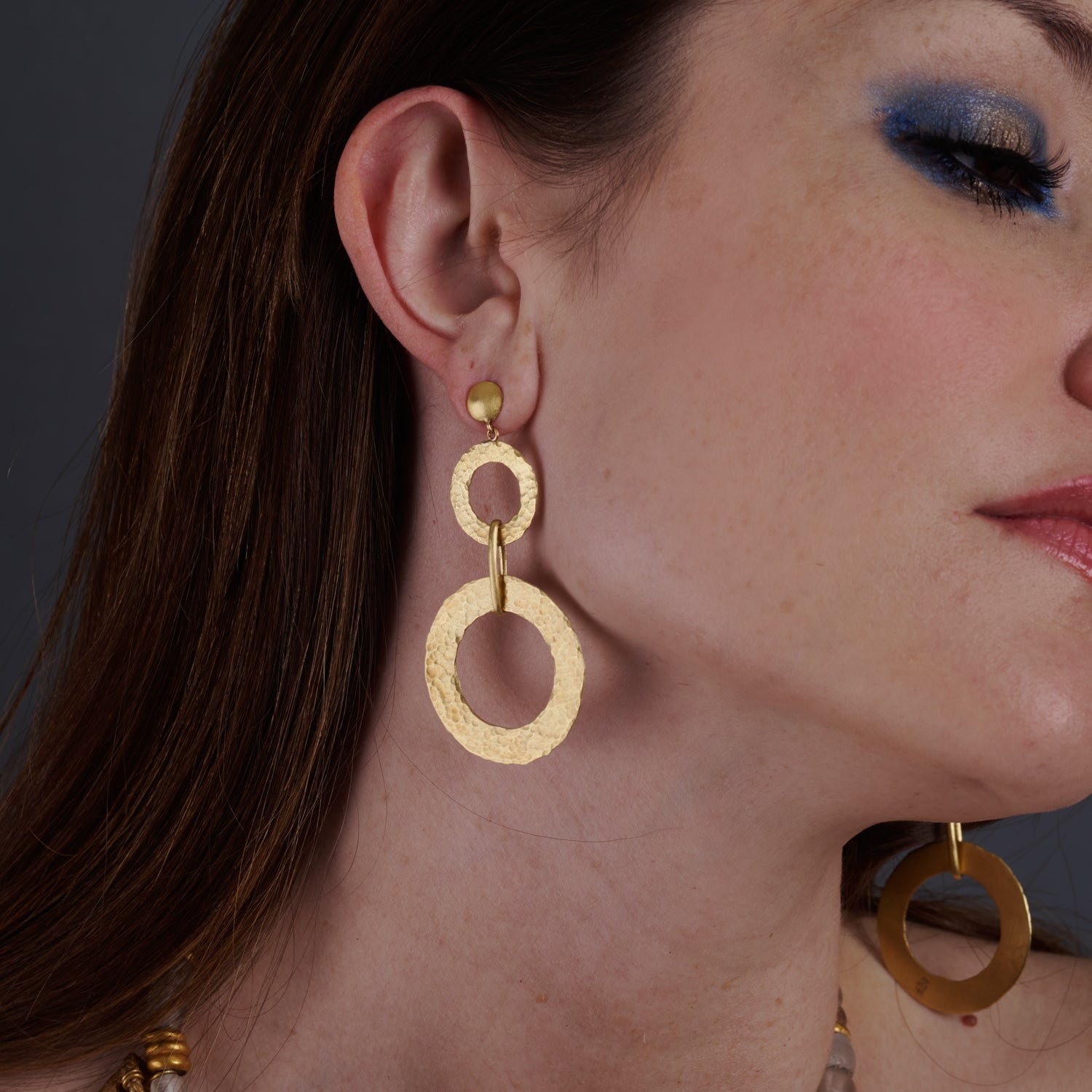 Hammered Gold Link Earrings