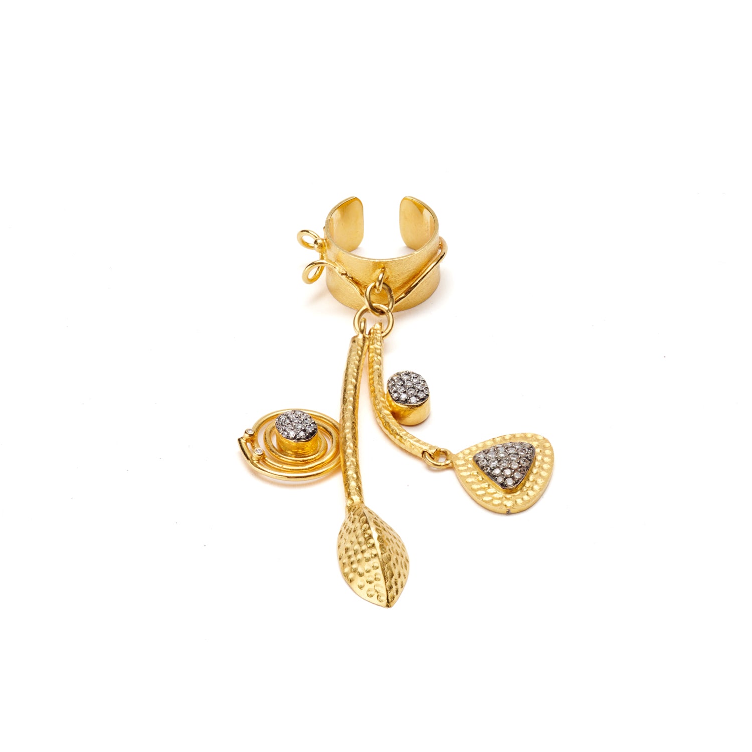 Gold & Diamond Dangle Ear Cuff