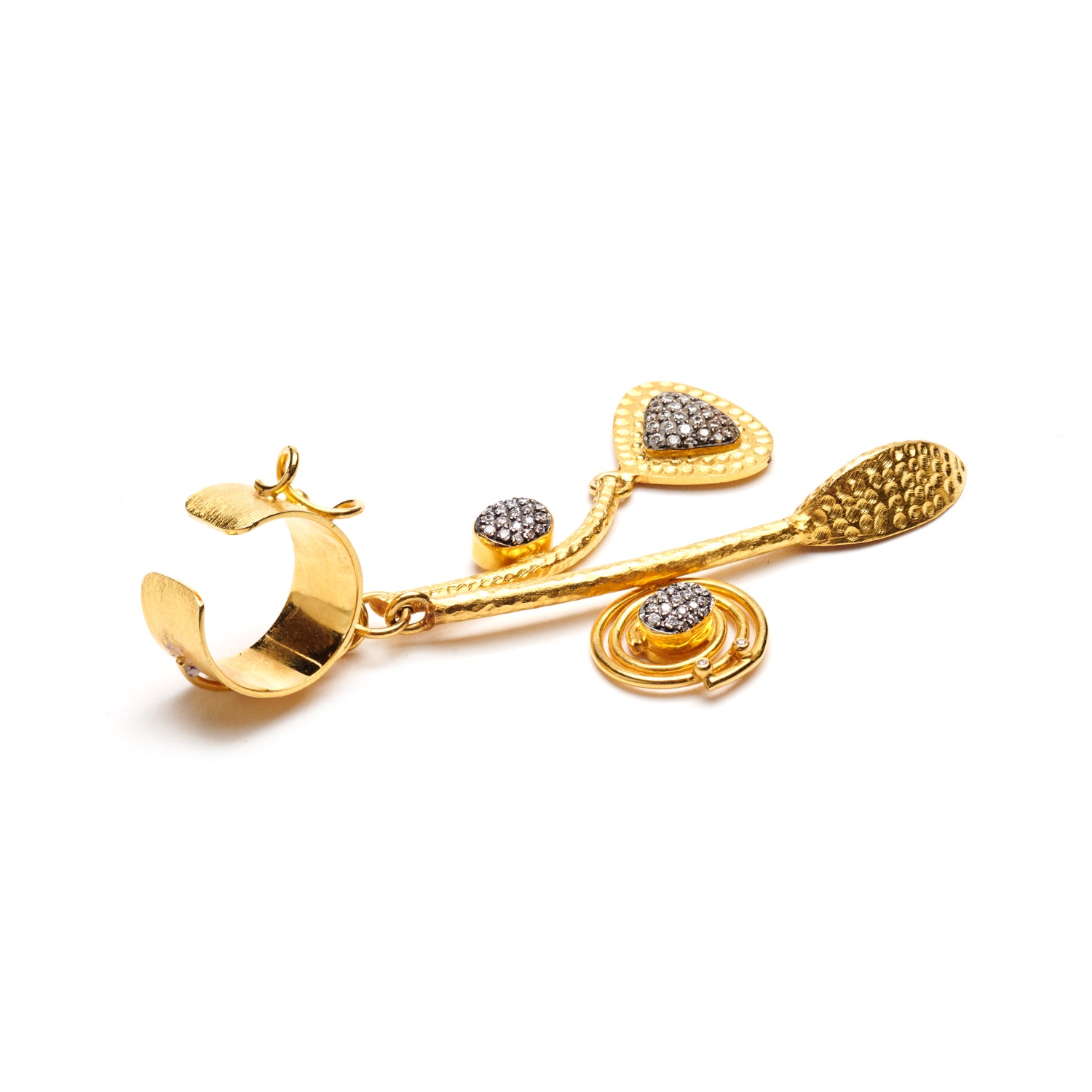 Gold & Diamond Dangle Ear Cuff