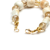 Neolithic White Jade & Rutilated Quartz Bracelet