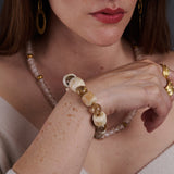 Neolithic White Jade & Rutilated Quartz Bracelet