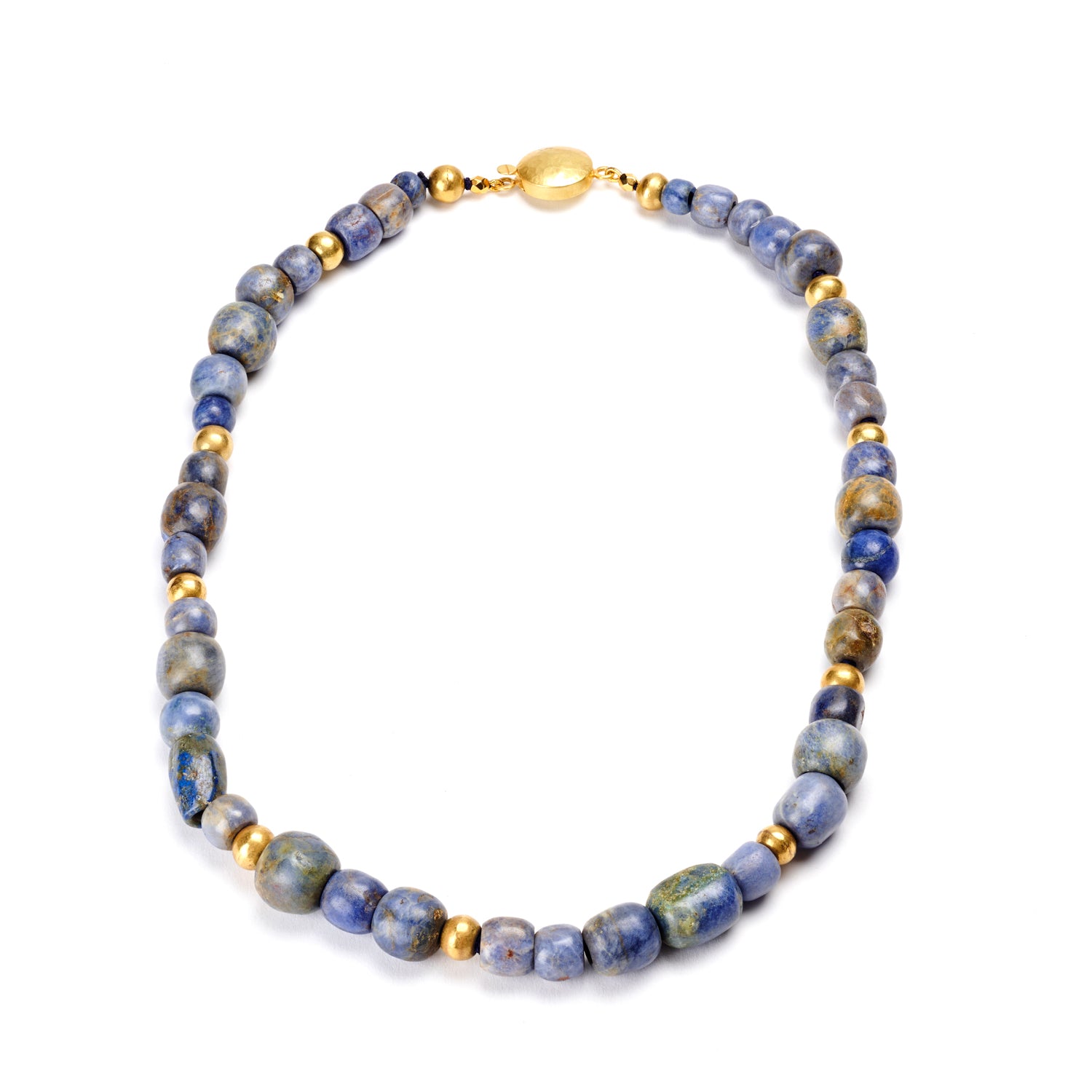 Pre-Columbian Lapis & Gold Bead Necklace