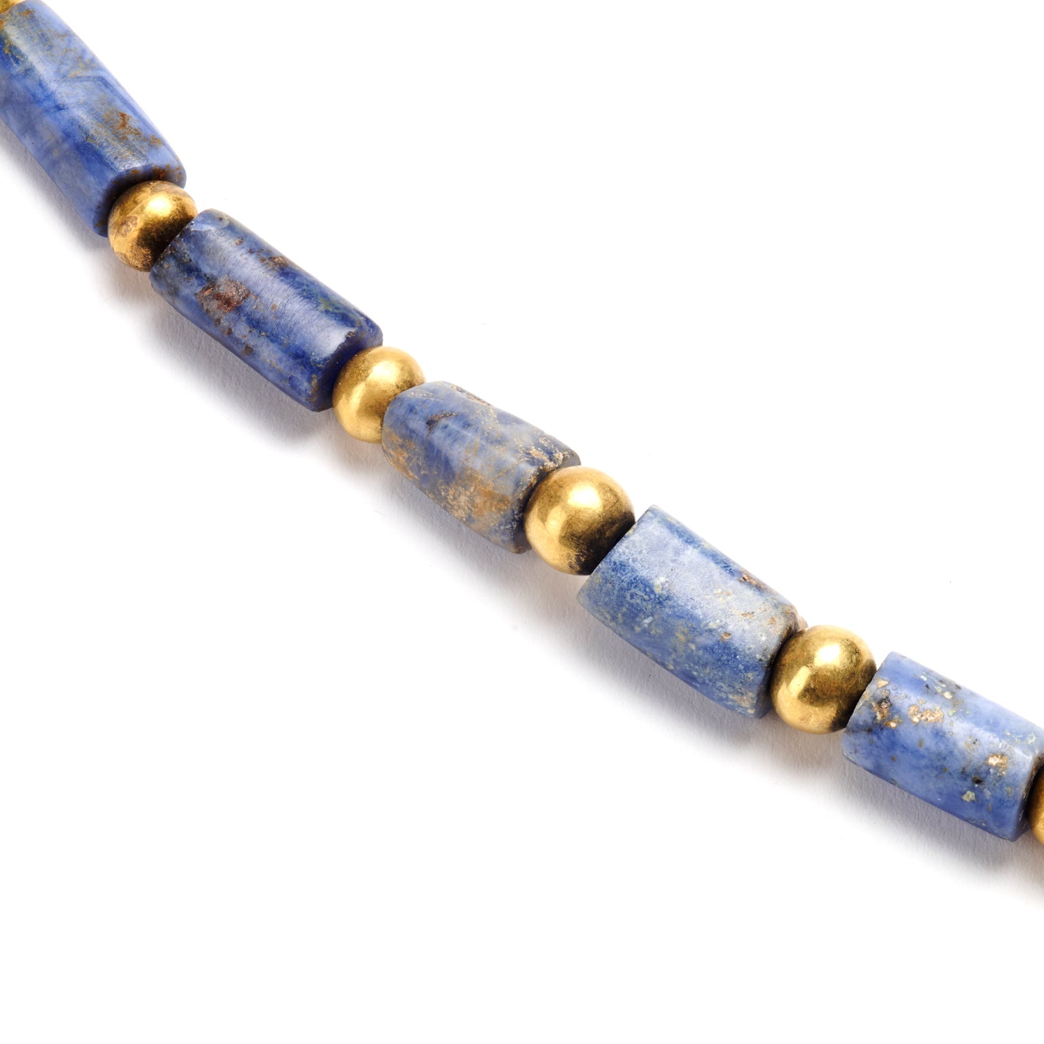 Pre-Columbian Lapis & Gold Bead Bracelet