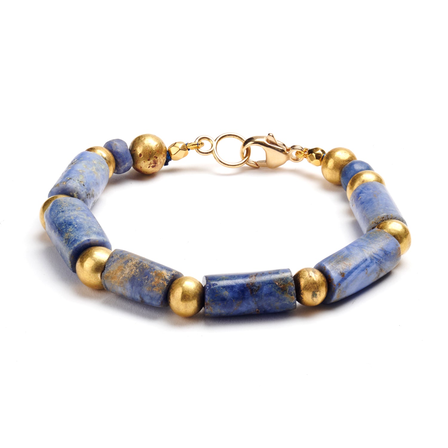 Pre-Columbian Lapis & Gold Bead Bracelet