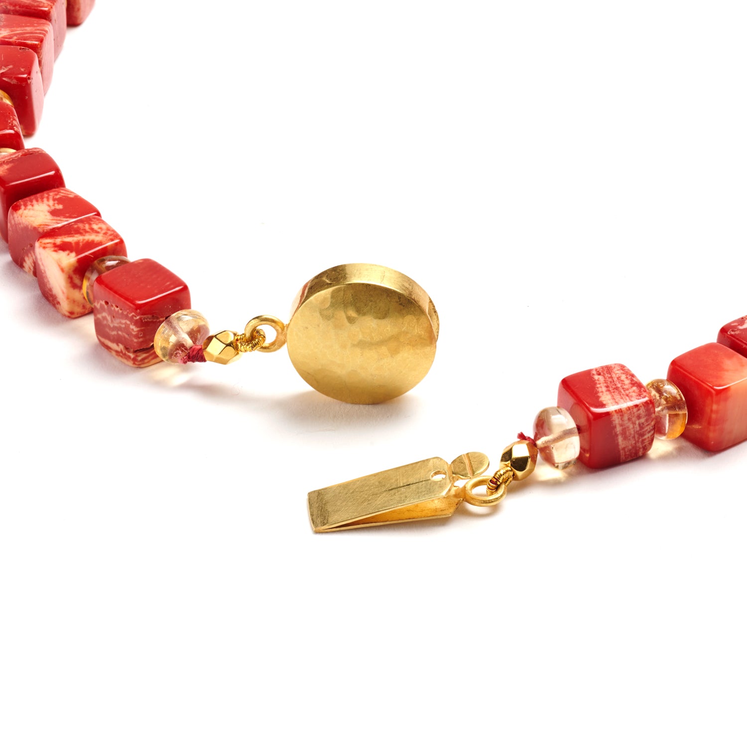 Italian Coral Cube & Citrine Necklace