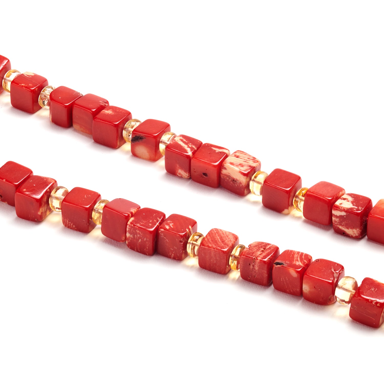 Italian Coral Cube & Citrine Necklace
