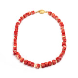 Italian Coral Cube & Citrine Necklace