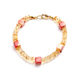 Italian Coral Cube & Citrine Bracelet