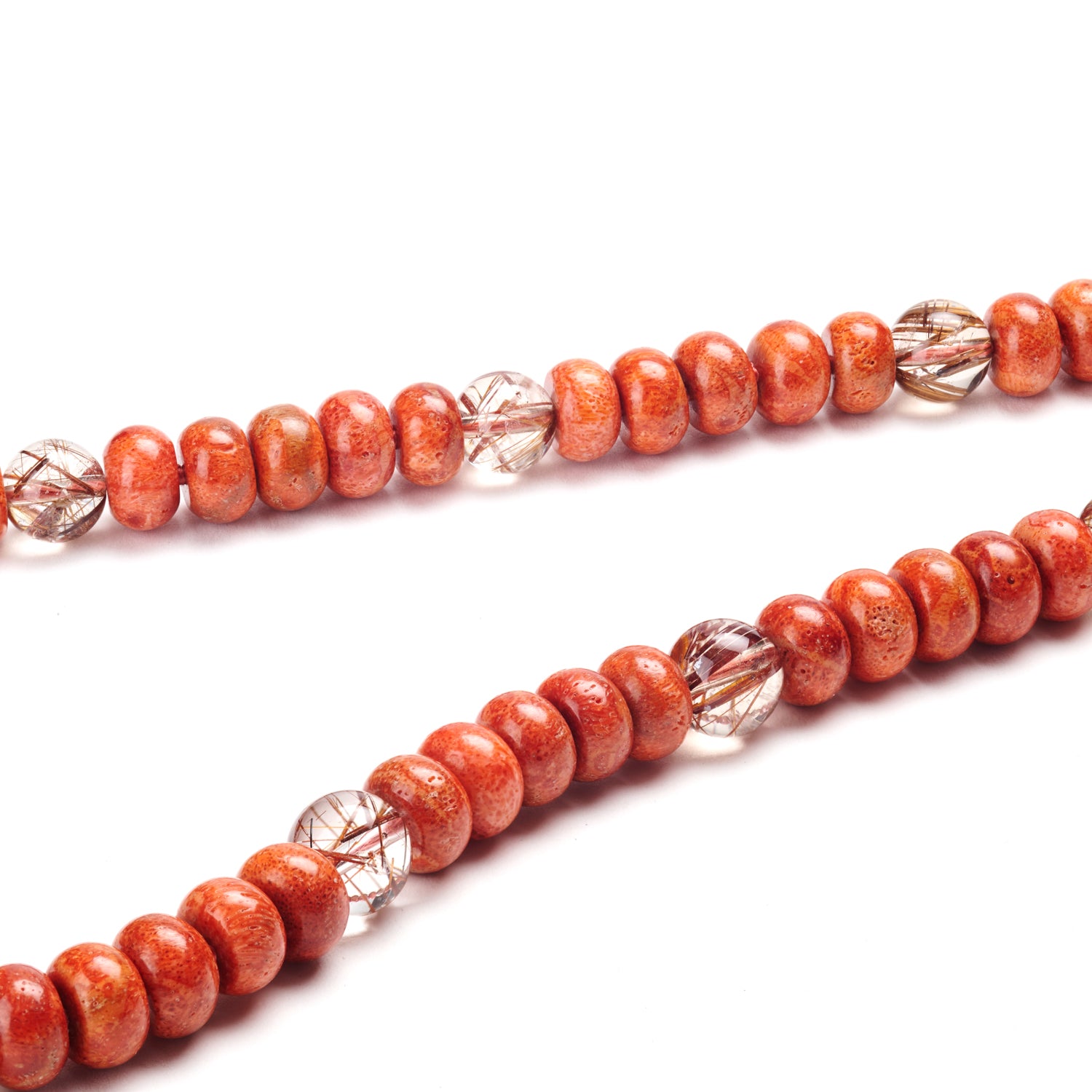 Italian Coral & Rutilated Quartz Necklace