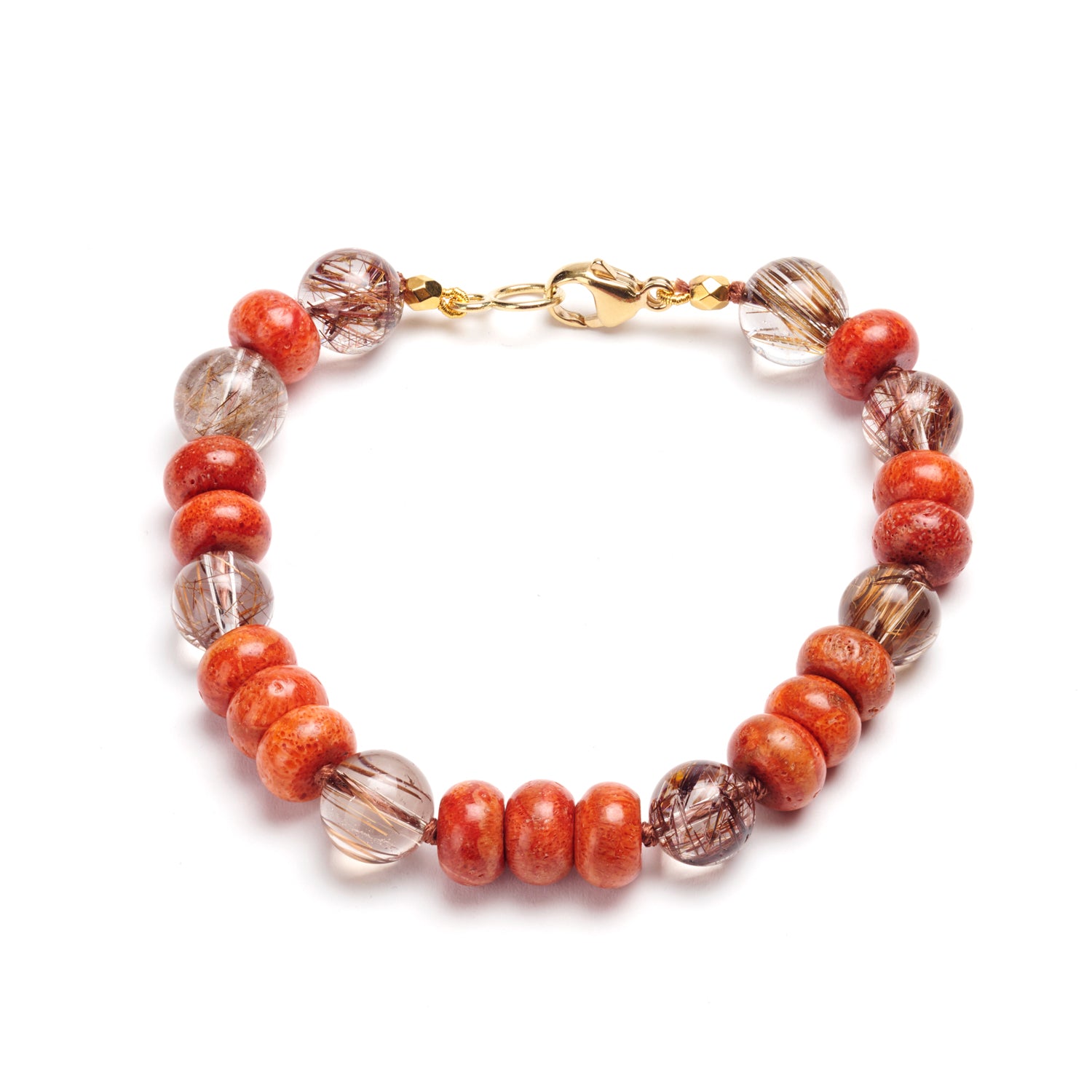 Italian Coral & Rutilated Quartz Bracelet