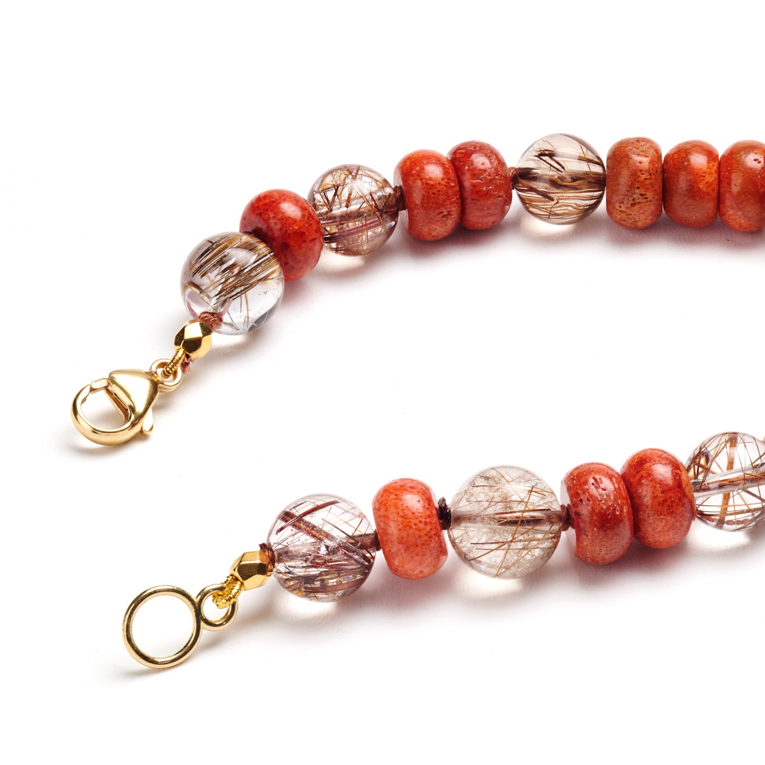 Italian Coral & Rutilated Quartz Bracelet