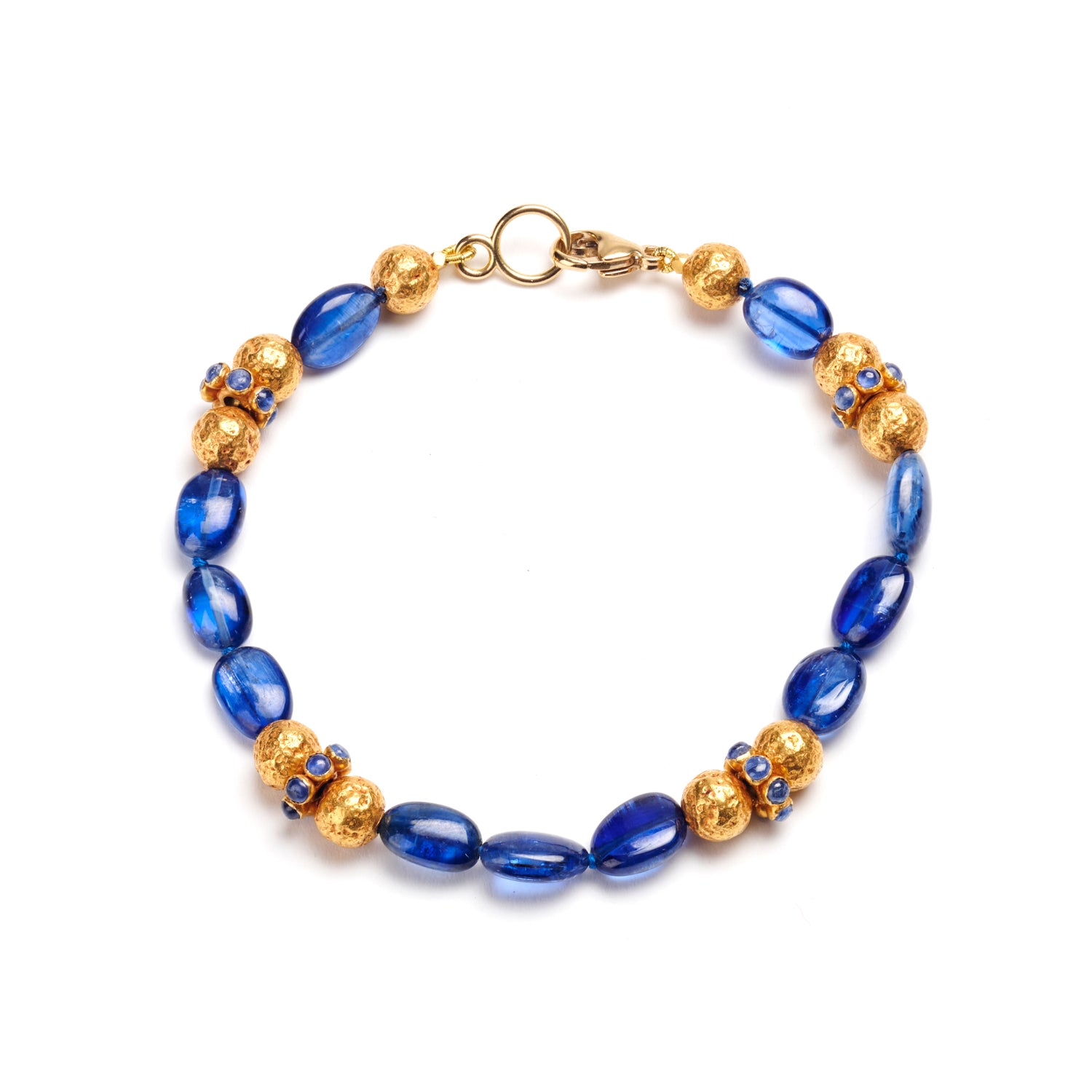 Kyanite & Gold Bead Bracelet