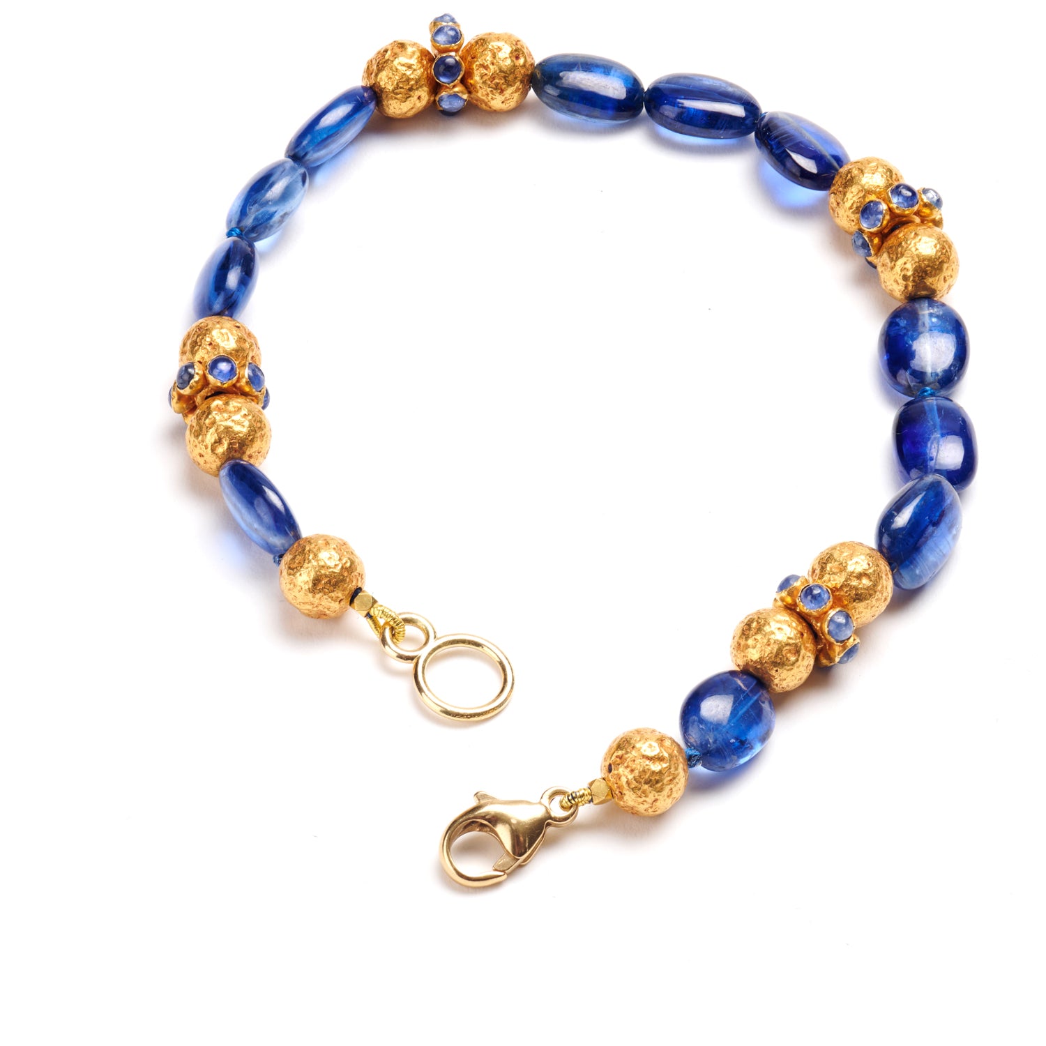 Kyanite & Gold Bead Bracelet