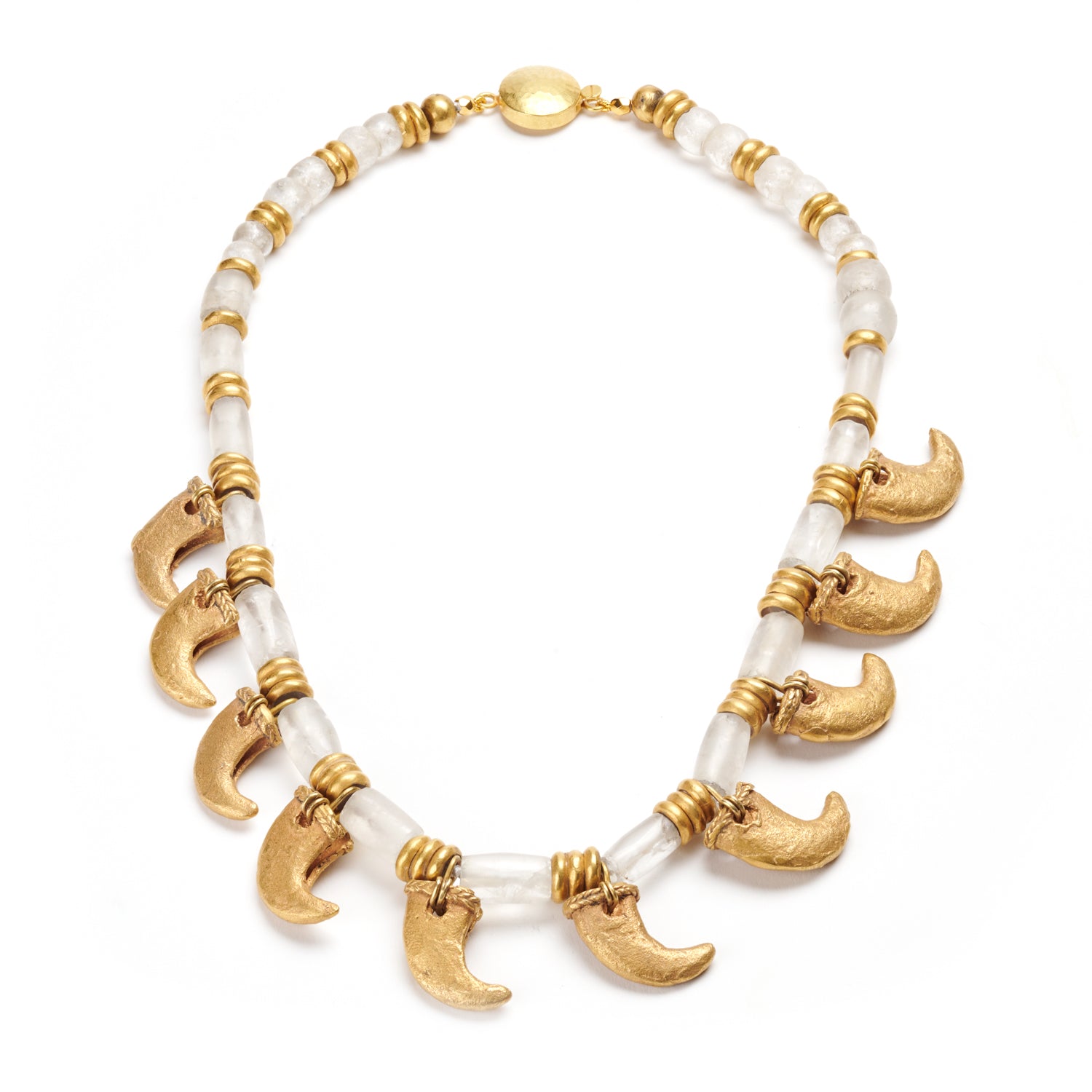 Ancient Gold Hook & Rock Crystal Necklace