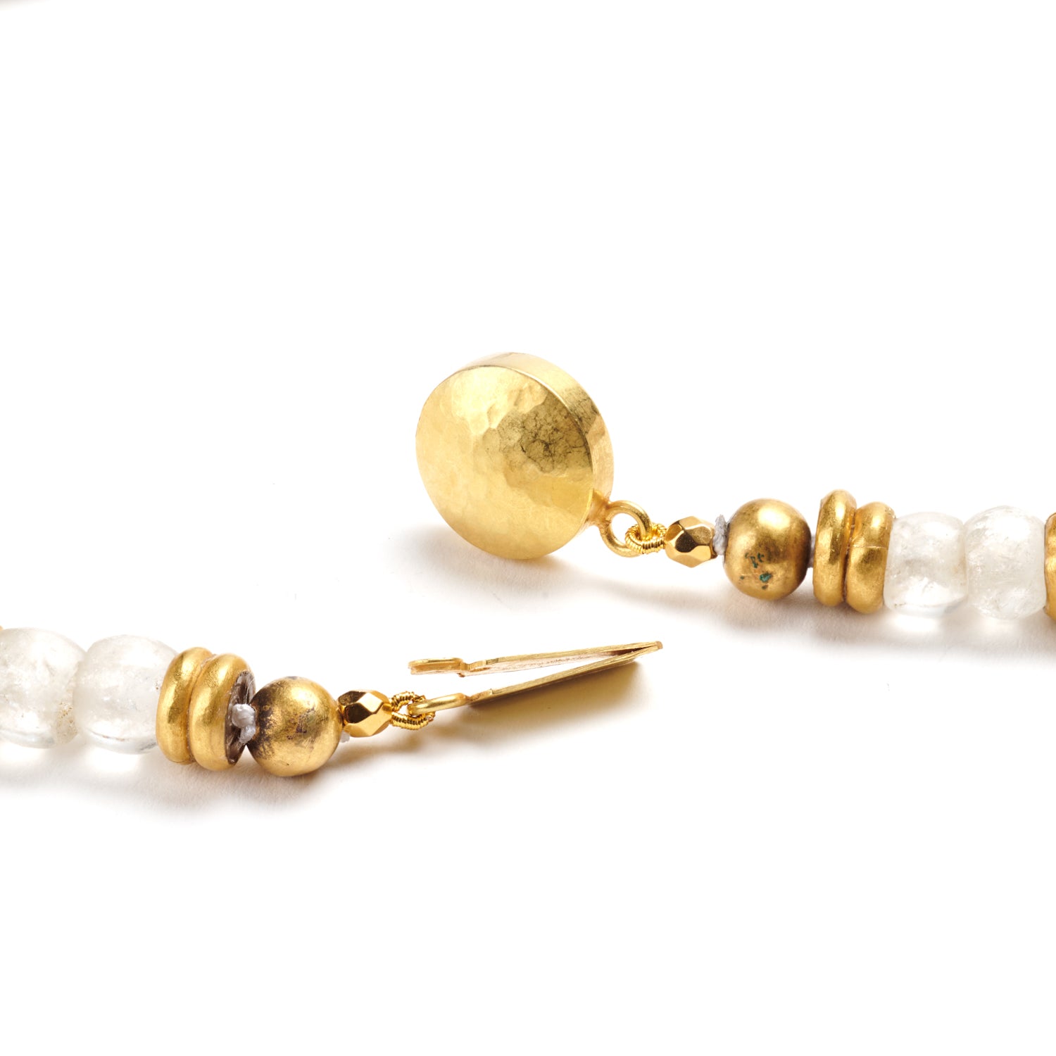 Ancient Gold Hook & Rock Crystal Necklace