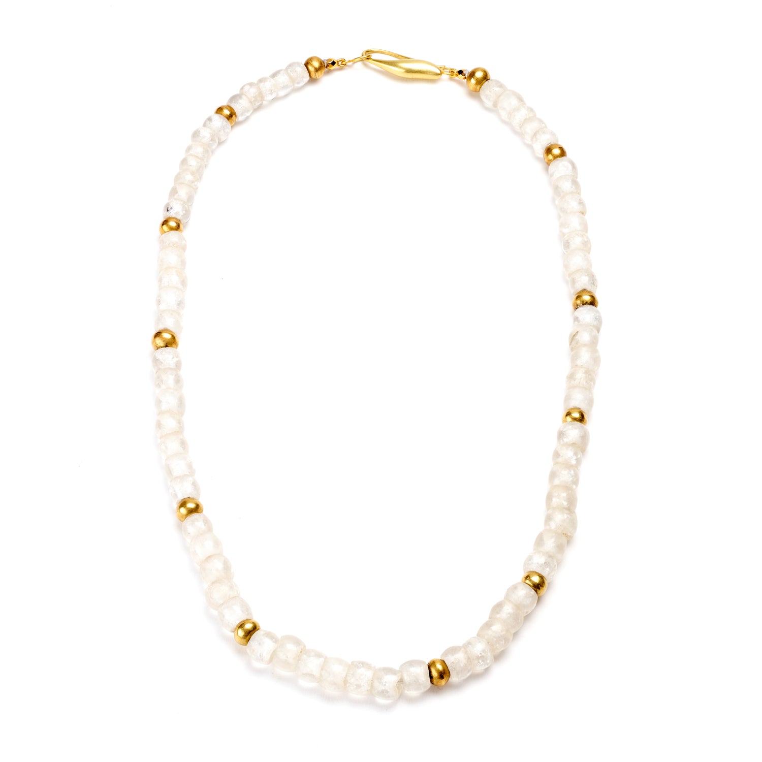 Ancient Gold Bead & Rock Crystal Necklace