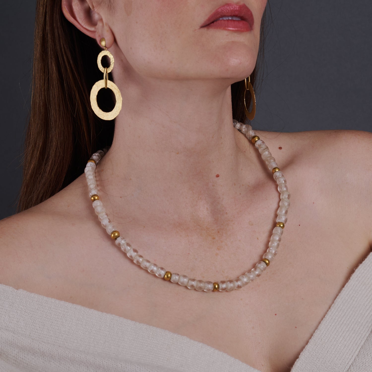 Hammered Gold Link Earrings