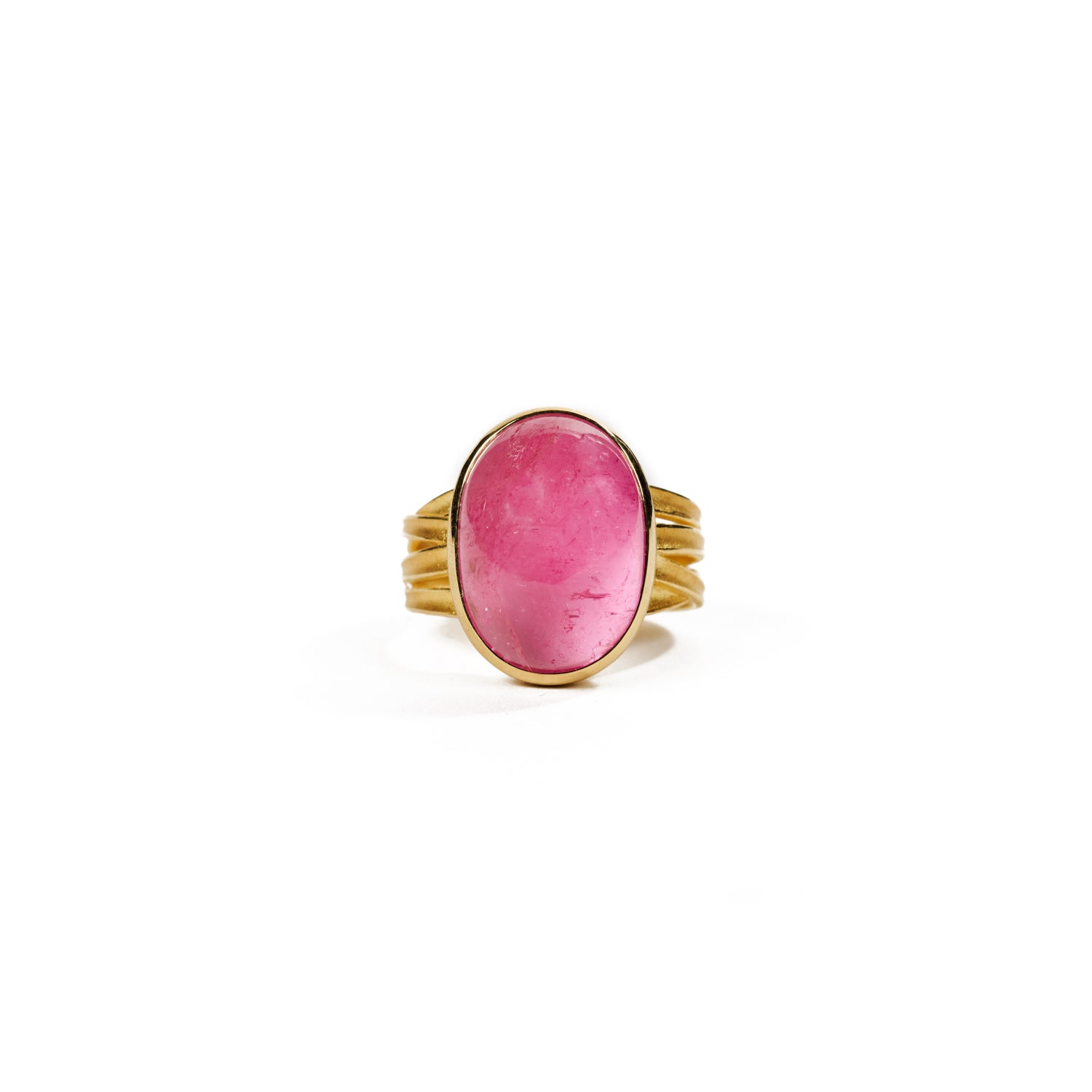 Oval Pink Tourmaline Ring in Gold