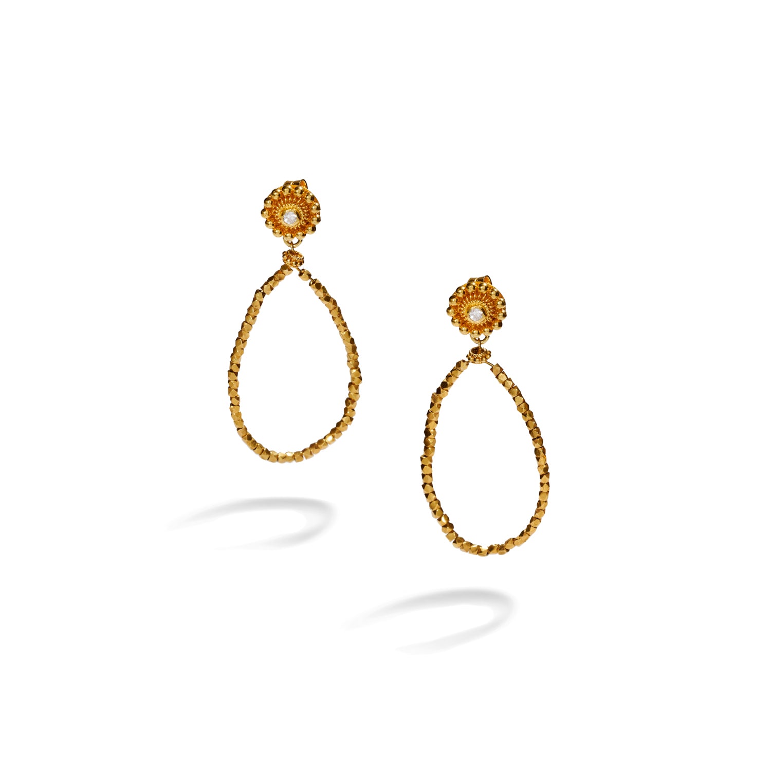 Gold Bead Loop Earrings